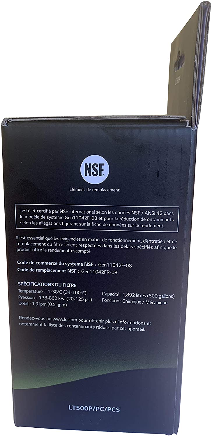 FILTRO DE AGUA PARA REFRIGERADORA - LG GEN 11042F-08 LT500P (INTERIOR)